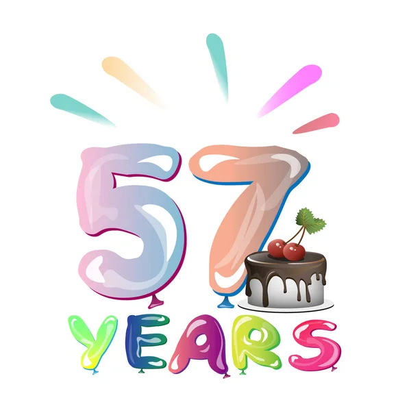 Happy Birthday pięćdziesiąt siedem 57 lat — Wektor stockowy