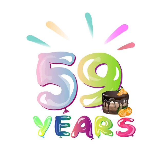 59η επέτειο χρόνια κάρτα με κέικ — Διανυσματικό Αρχείο