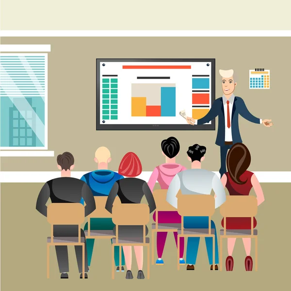 Business seminar in office with people — Stock Vector