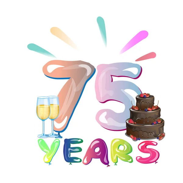 75 th Anniversary blahopřání s dortem — Stockový vektor