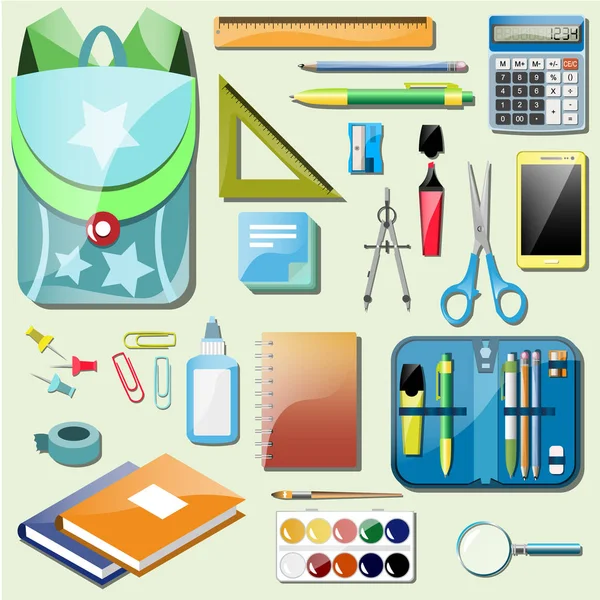 Set accessoires scolaires — Image vectorielle