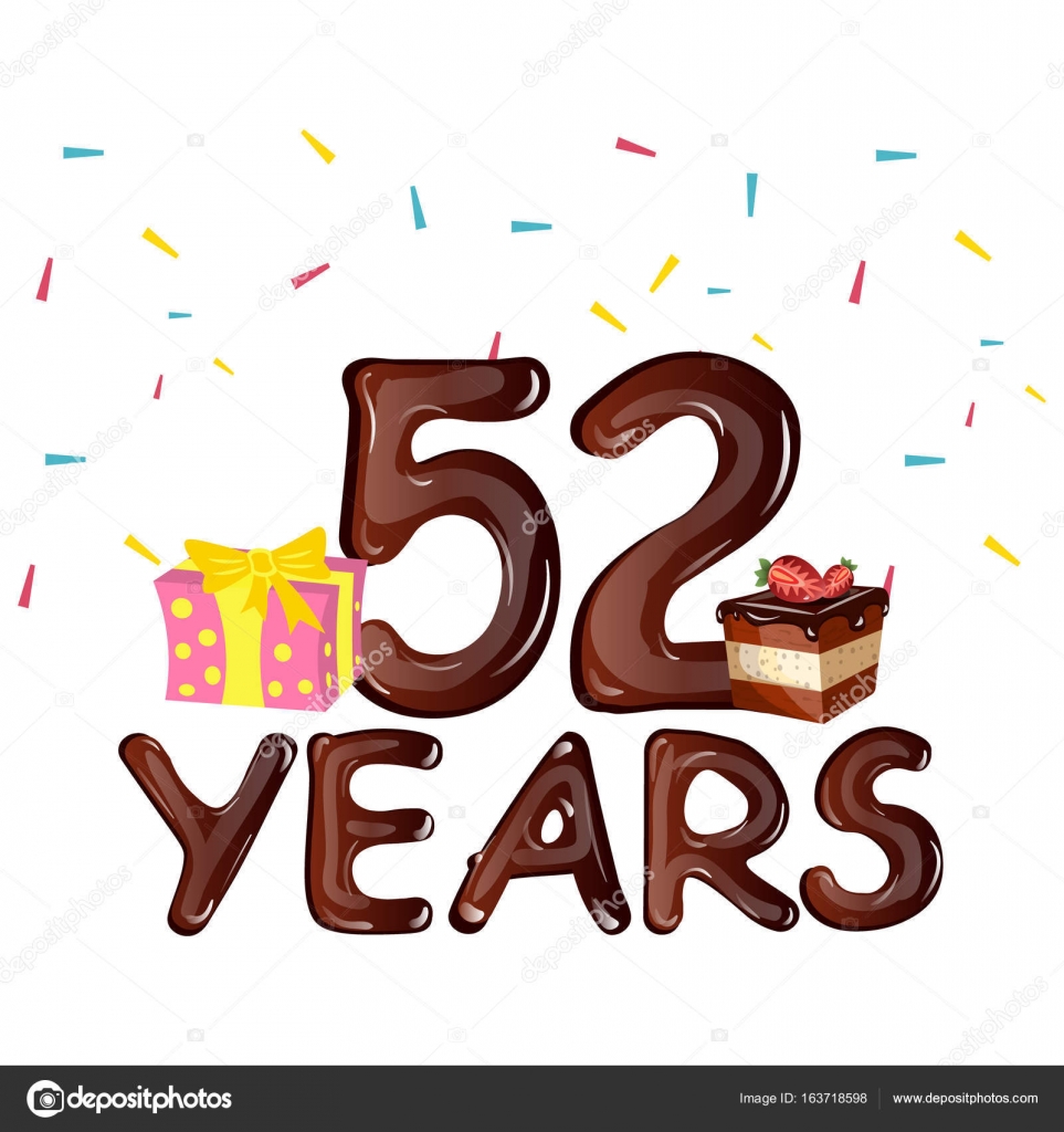 Herzlichen Glückwunsch zum Geburtstag 52 Jahre Grusskarte — Stockvektor