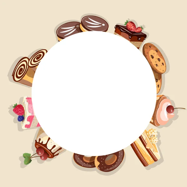 Frame gemaakt van verschillende dessert — Stockvector