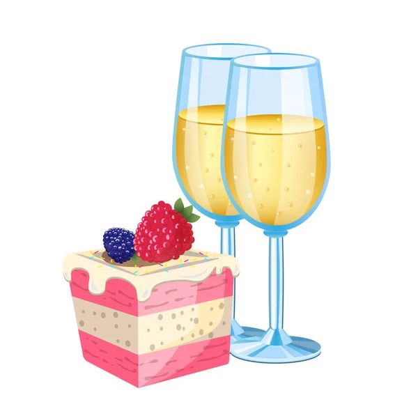 Champagner mit Dessert — Stockvektor