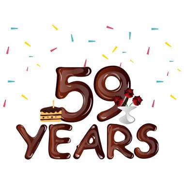 59 yıl yıldönümü kutlama tasarım kartı