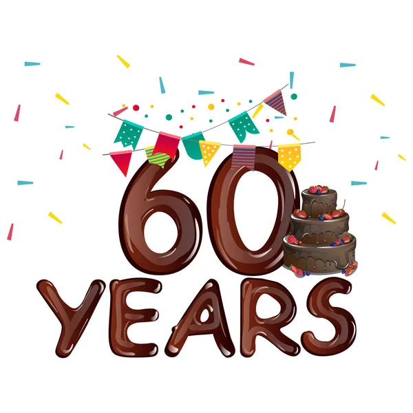 Gelukkige verjaardag nummer 60 wenskaart — Stockvector