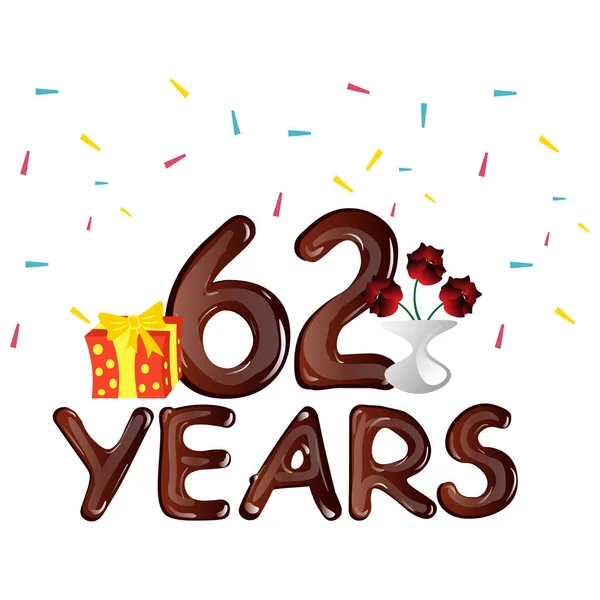 62 lat Anniversary celebration karty — Wektor stockowy