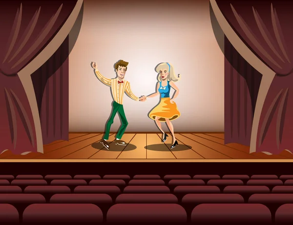Couple dansant sur scène — Image vectorielle