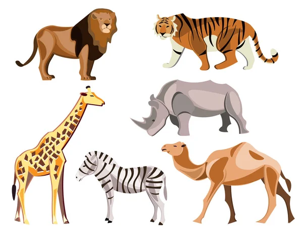 सफेद पृष्ठभूमि पर अफ्रीका जानवरों का सेट . — स्टॉक वेक्टर