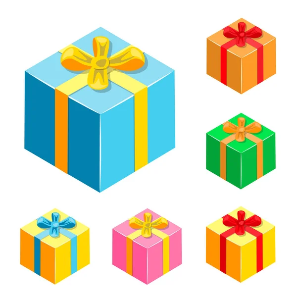 Conjunto de cajas de regalos diferentes . — Vector de stock