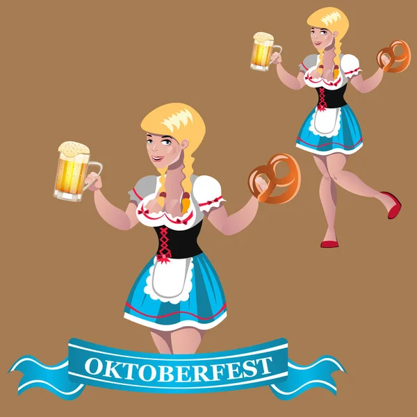 Sexy Mädchen mit Bier Oktoberfest — Stockvektor