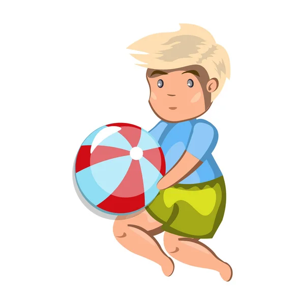Malý chlapec hraje s míčem — Stockový vektor