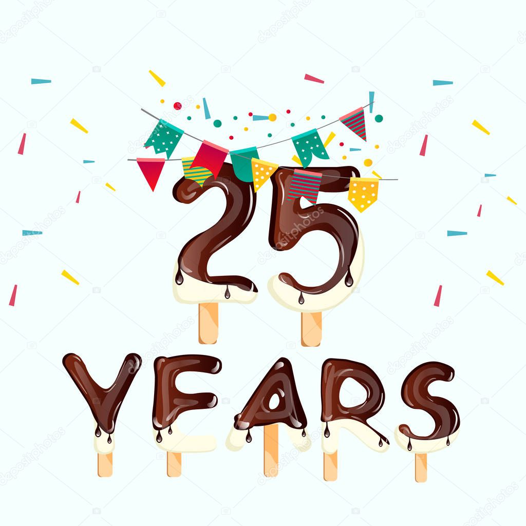 Download 25 number. Happy Birthday greeting card — Stock Vector ...