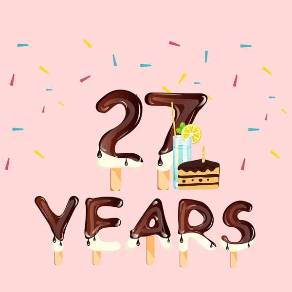 Feliz cumpleaños veintisiete años — Vector de stock