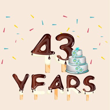 43 yıl mutlu doğum günü kartı.