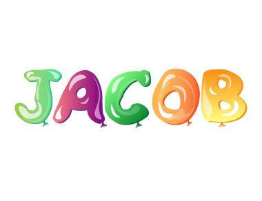 Alfabe balonlarla yazılı Jacob