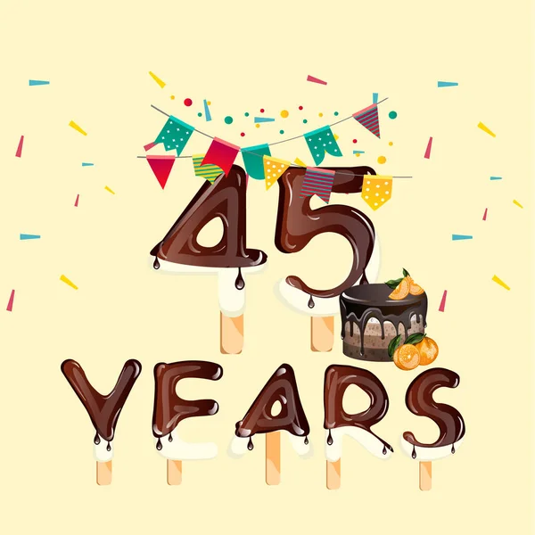 45 Years Happy Birthday card — Stock Vector