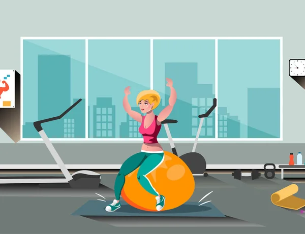 Meisje op bal bezig met fitness — Stockvector