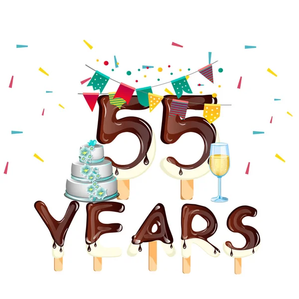 Karta urodzinowa 55 lat — Wektor stockowy