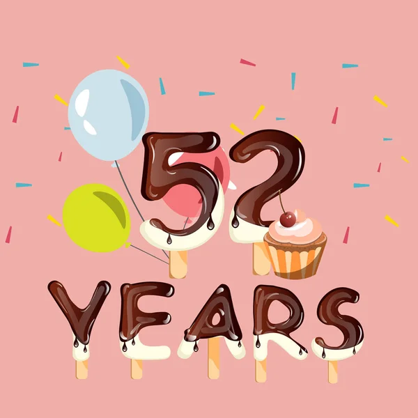 Karta urodzinowa 52 lata — Wektor stockowy