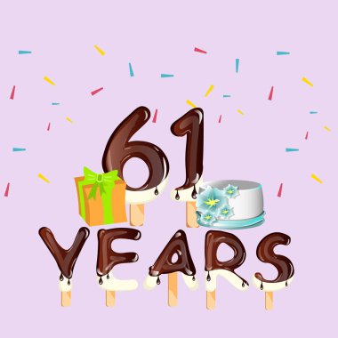Mutlu doğum günü 61 yıl kartı