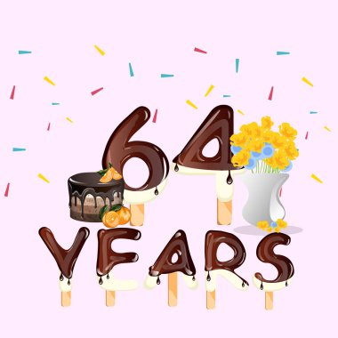 64 yıl mutlu doğum günü kartı