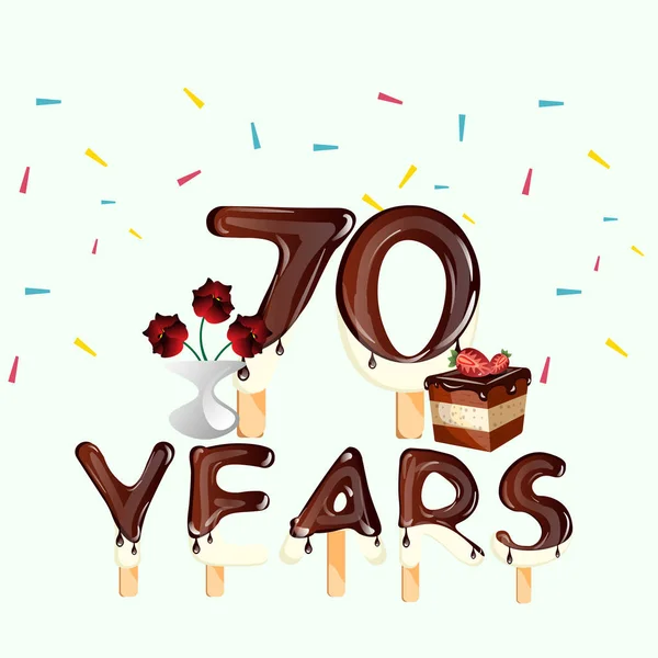 70 años Feliz Cumpleaños — Vector de stock