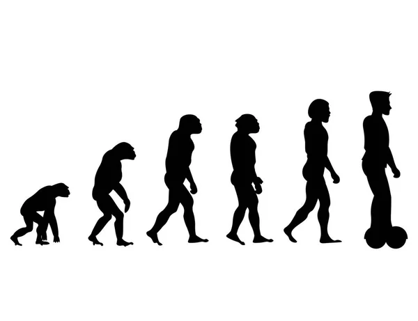 Teoría de la evolución del mono al hombre en Scooter — Vector de stock