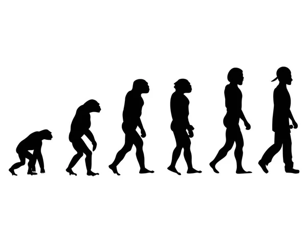 Evolution Rapper Silhouette auf weißem Hintergrund — Stockvektor