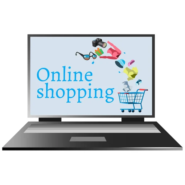 Online nakupování v počítači — Stockový vektor