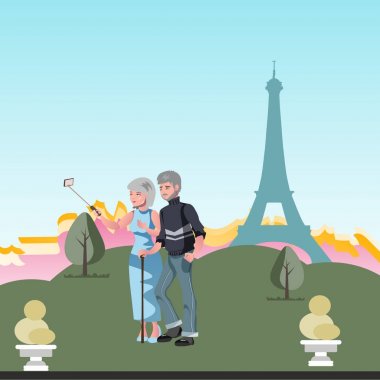 Yaşlı çift, seyahat birlikte.