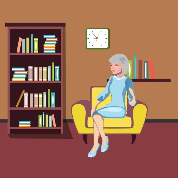 Grandmother sits in an armchair. — Stock Vector