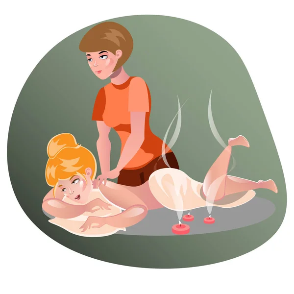 Женщина с массажем в спа. — стоковый вектор