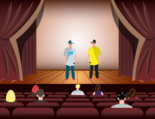 Cartoon rappare på scenen — Stock vektor