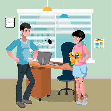 Kızgın bir kadın çalışanın patron işten