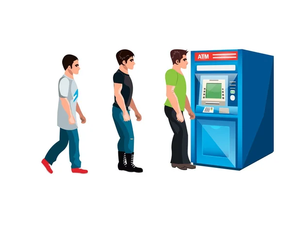 People waiting to queue to an ATM — Stock Vector