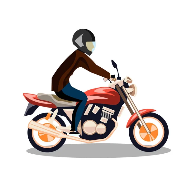 Motociclista en una motocicleta aislada . — Vector de stock