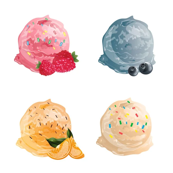 Farklı Topingler ile dondurma kaşık toz.