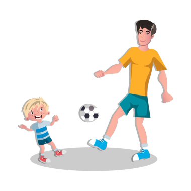 Futbol oynarken oğluyla mutlu babalar