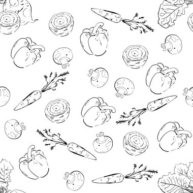 El sebze çizilmiş desen sorunsuz arka plan.