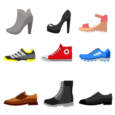 Ayakkabı Icons set türleri.