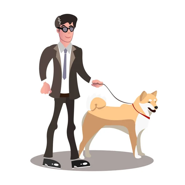 Aveugle avec chien guide . — Image vectorielle