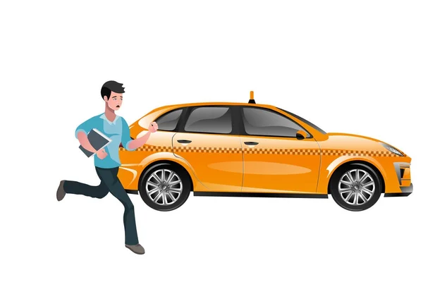 Un exitoso hombre de negocios llamando a un taxi . — Vector de stock