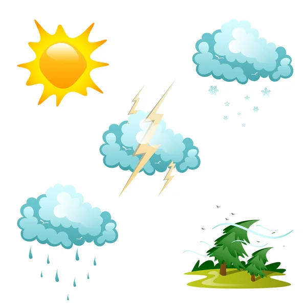 Conjunto de diferentes iconos meteorológicos — Archivo Imágenes Vectoriales