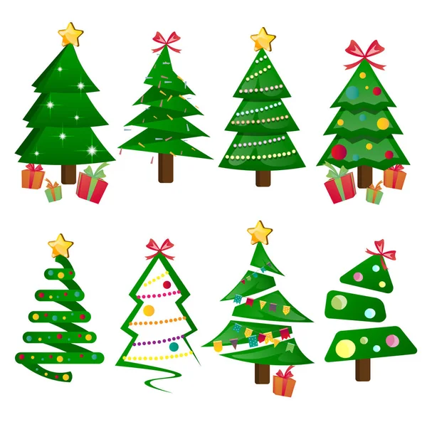 Different Christmas tree set isolated — Stock Vector
