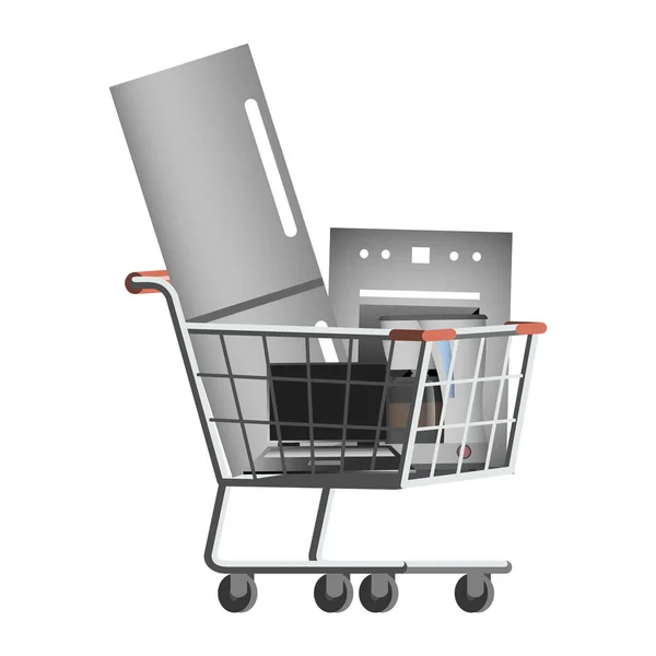 Velké domácí spotřebiče v nákupním košíku — Stockový vektor