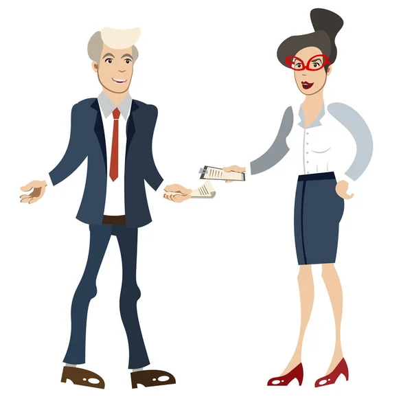 Geschäftsfrau und Geschäftsmann isoliert — Stockvektor