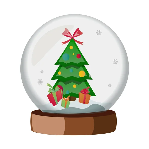 Globe de Noël avec un arbre de Noël . — Image vectorielle