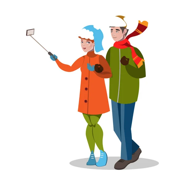 Молода пара, беручи за selfie — Stock Vector