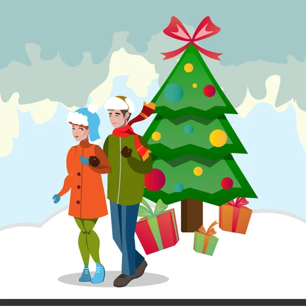 Décoration de famille arbre de Noël. — Image vectorielle